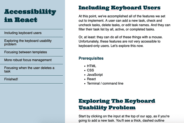 Accessibility in React Docs